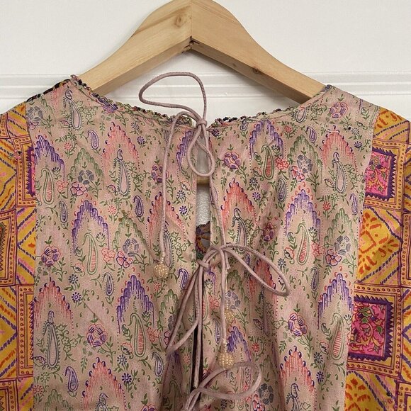 Chan Luu Womens Medium Embroidered Blouse Mirrored Beaded Multi-Color Bohemian - Picture 8 of 14